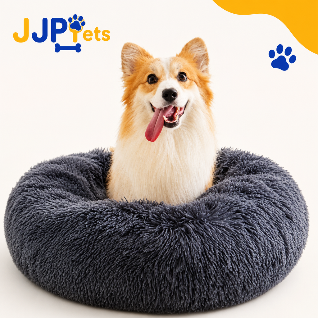 JJPets™ Calming Plush Donut Bed