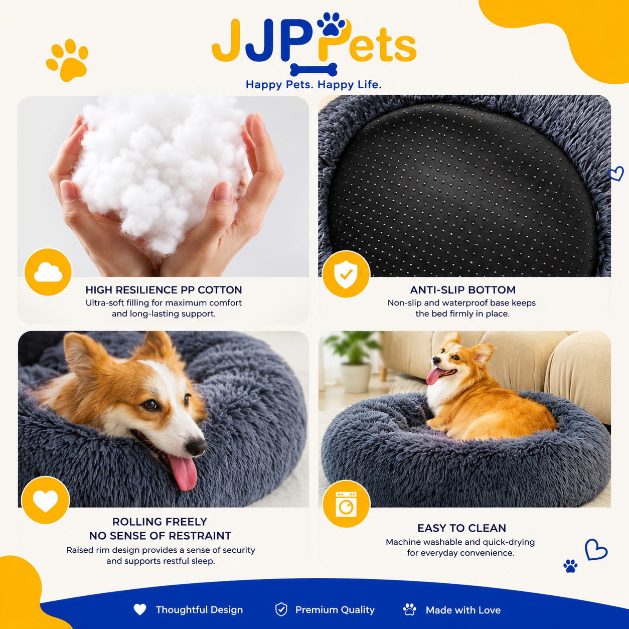 JJPets™ Calming Plush Donut Bed