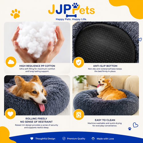 JJPets™ Calming Plush Donut Bed