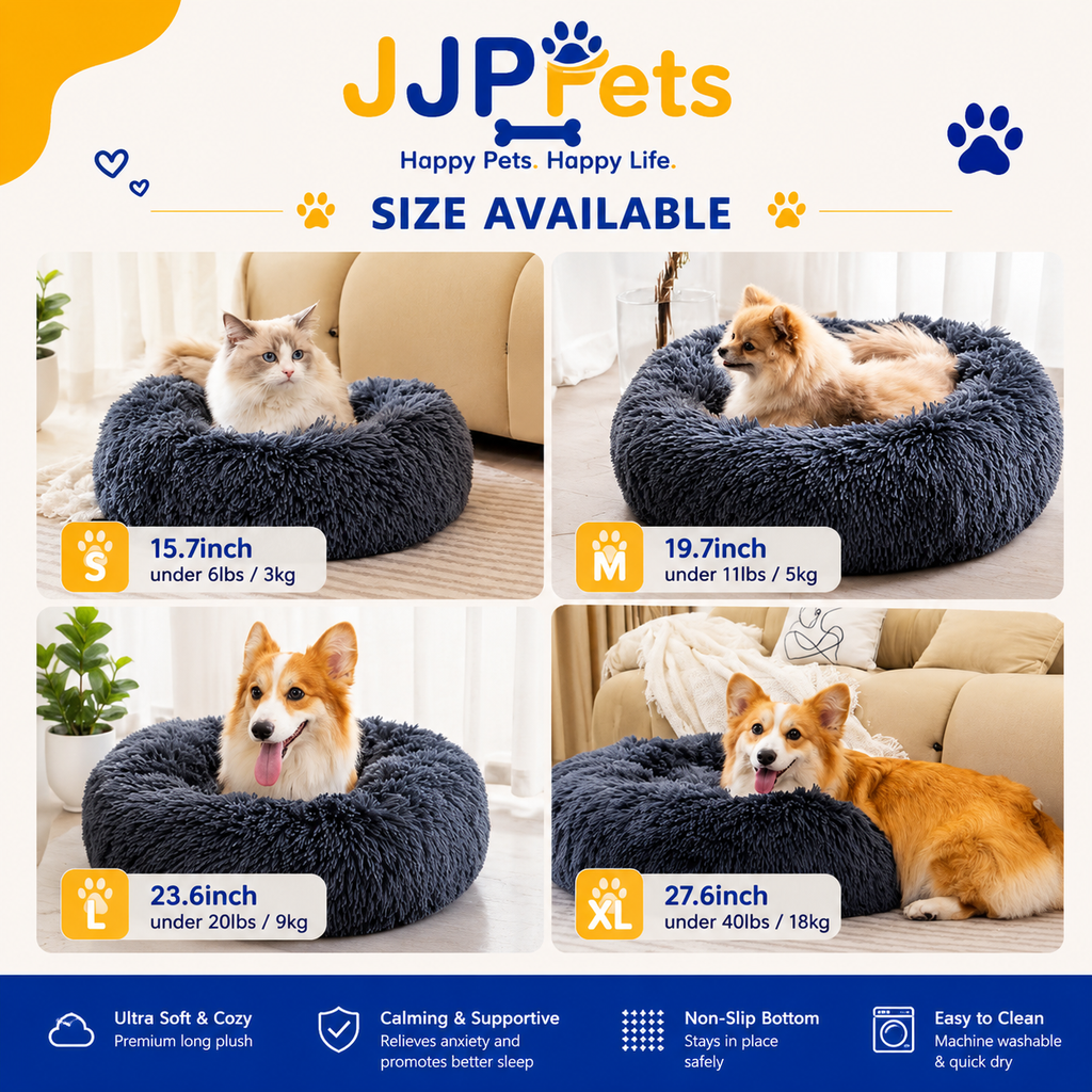 JJPets™ Calming Plush Donut Bed