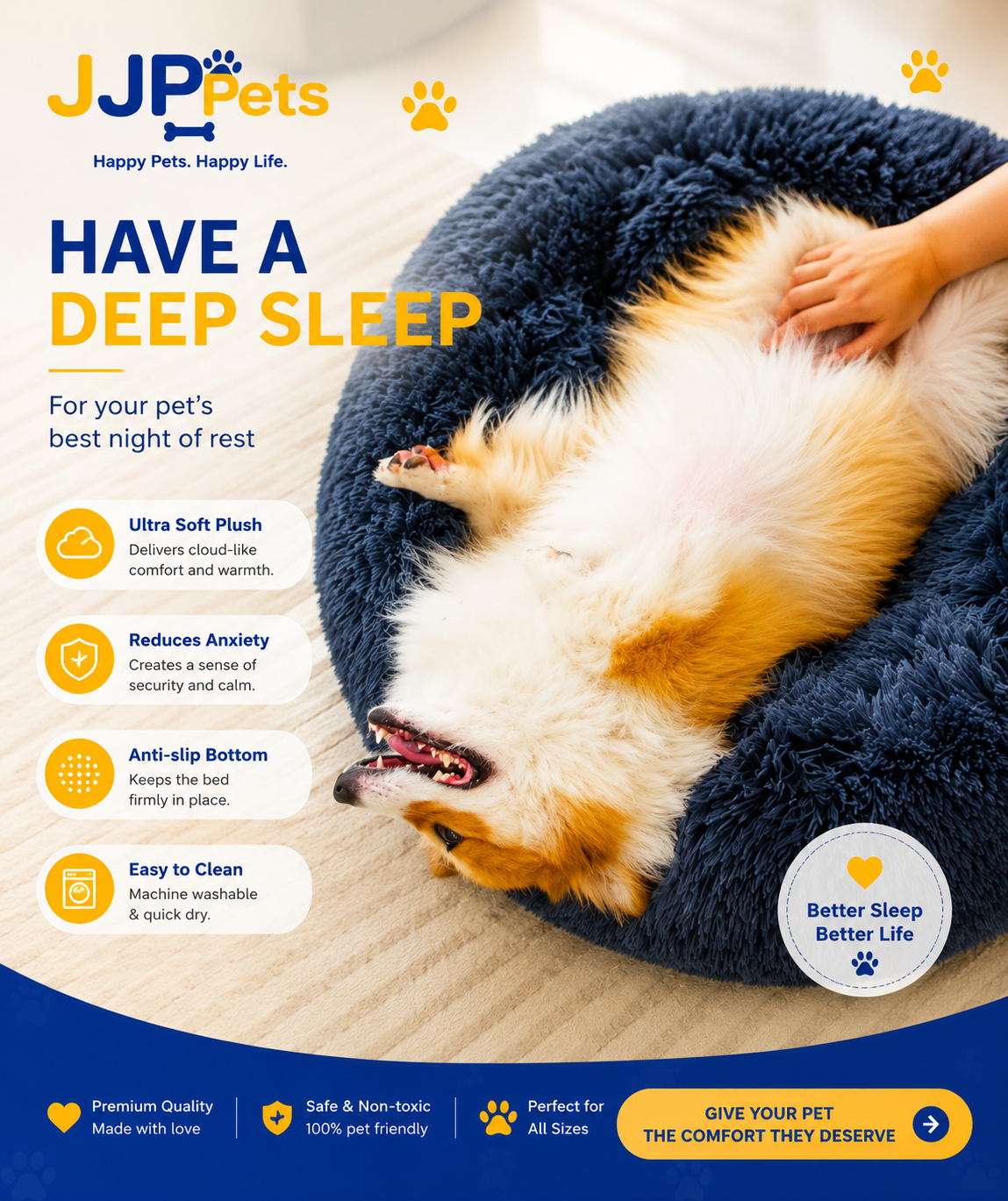 JJPets™ Calming Plush Donut Bed