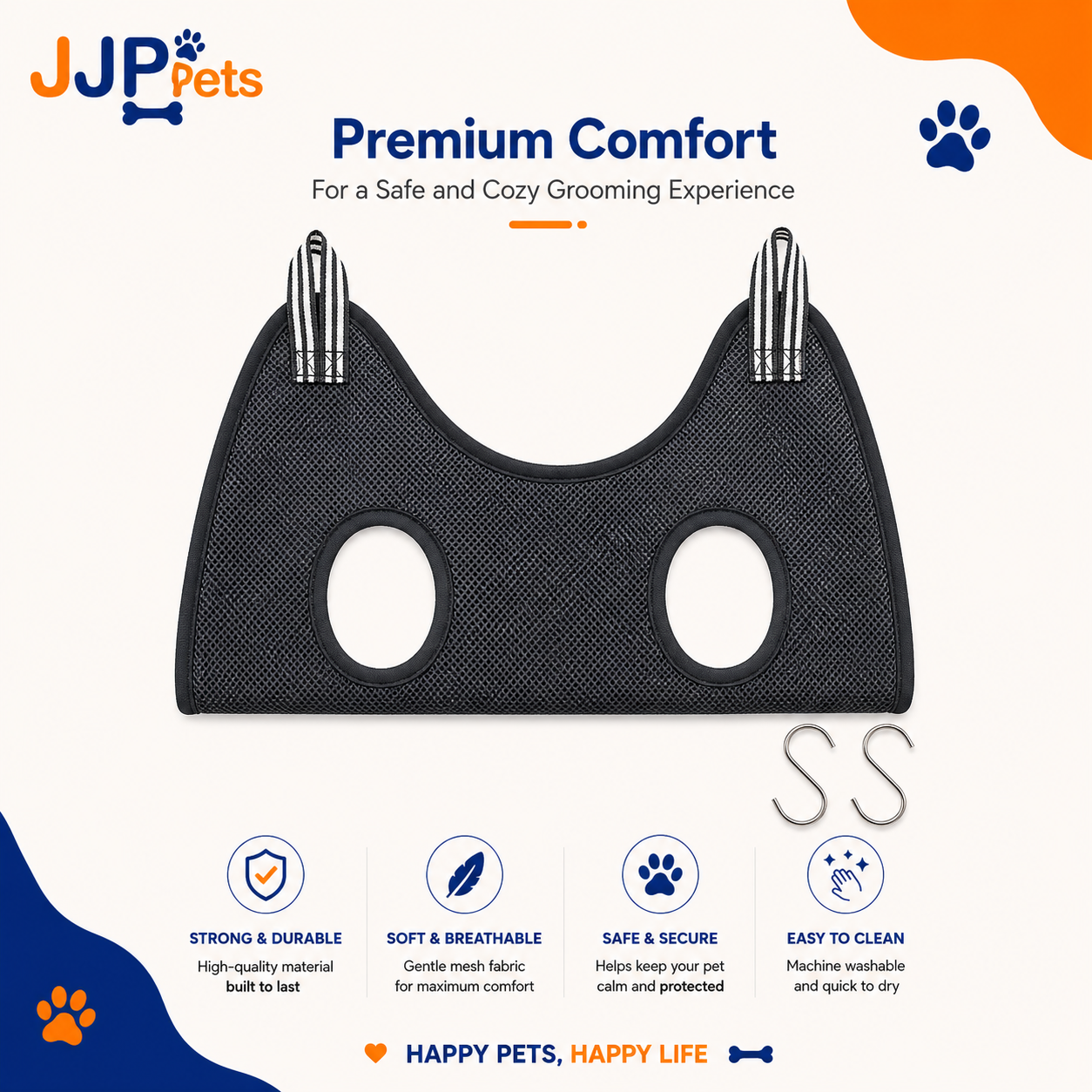 Cat Grooming Restraint Bag with Hammock