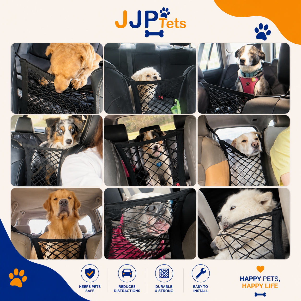 Premium Pet Car Safety Net Barrier