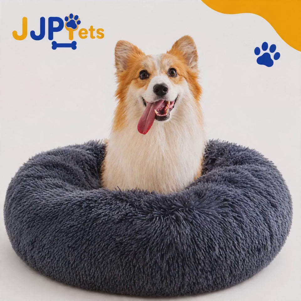 JJPets™ Calming Plush Donut Bed